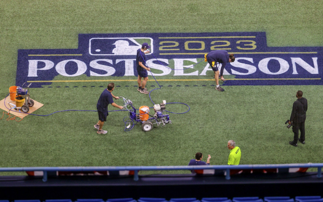 obligatory playoff logo painting shot